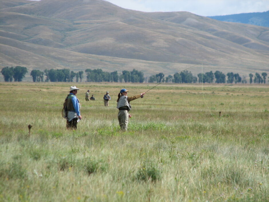 A group of anglers fishing in National Elk Refuge.